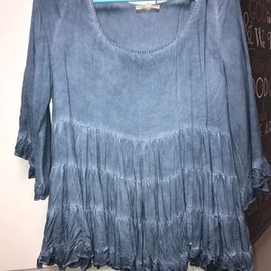 Flowy blue top with ruffles